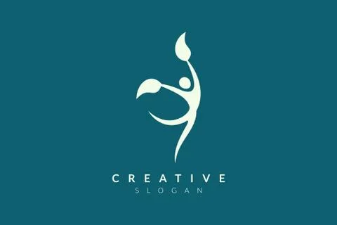 Vector design of people and leaf shape combine. Minimalist and simple design, イラスト素材