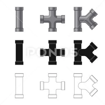 Vector design of pipe and tube sign. Collection of pipe and pipeline ...