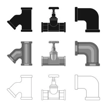 Vector design of pipe and tube sign. Collection of pipe and pipeline stock Stock Illustration