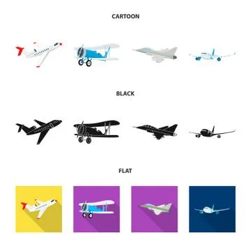 Vector design of plane and transport logo. Set of plane and sky vector icon for Stock Illustration
