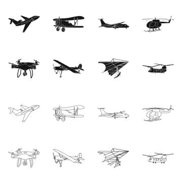 Vector design of plane and transport logo. Collection of plane and sky stock Stock Illustration