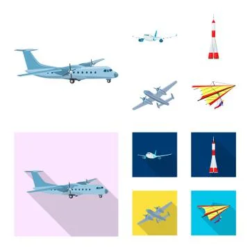 Vector design of plane and transport symbol. Set of plane and sky vector icon Illustration