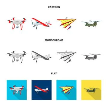 Vector design of plane and transport sign. Set of plane and sky vector icon for Illustration