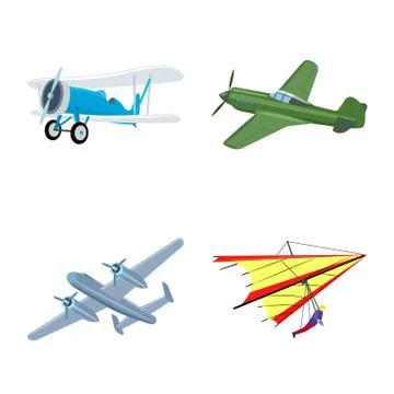 Vector design of plane and transport icon. Collection of plane and sky stock Illustration