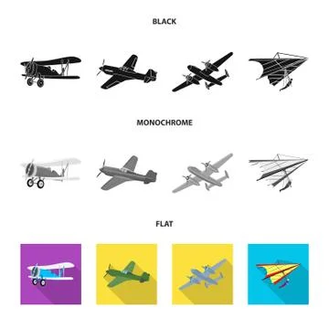 Vector design of plane and transport logo. Set of plane and sky vector icon for Illustration