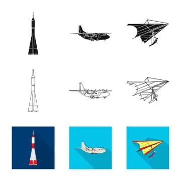 Vector design of plane and transport logo. Set of plane and sky vector icon for Illustration