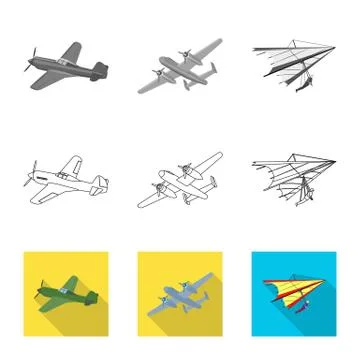 Vector design of plane and transport icon. Collection of plane and sky stock Illustration