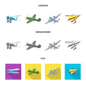 Vector design of plane and transport icon. Collection of plane and sky stock Illustration