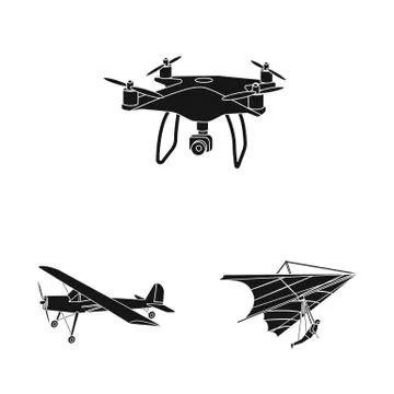 Vector design of plane and transport sign. Collection of plane and sky vector Illustration