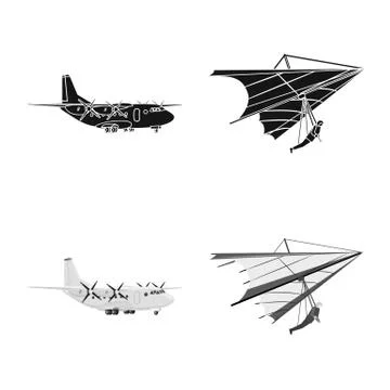 Vector design of plane and transport logo. Collection of plane and sky vector Stock Illustration