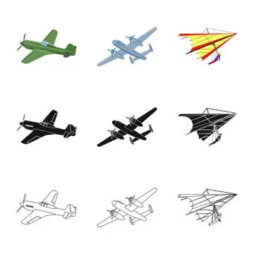 Vector design of plane and transport icon. Collection of plane and sky vector Illustration