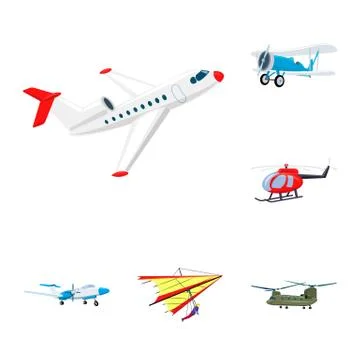 Vector design of plane and transport logo. Set of plane and sky stock symbol for Illustration