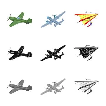 Vector design of plane and transport sign. Collection of plane and sky vector Illustration