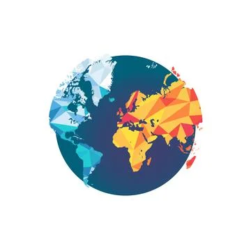 Vector design of polygon globe isolated on white background Stock Illustration