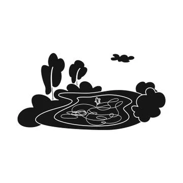 Vector design of pond and ice symbol. Set of pond and winter stock vector Illustrazione stock