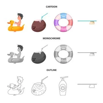 Vector design of pool and swimming icon. Set of pool and activity stock symbol Stock Illustration