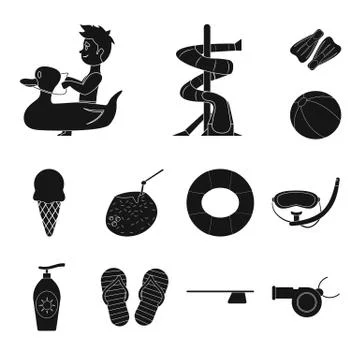 Vector design of pool and swimming sign. Set of pool and activity vector icon Stock Illustration