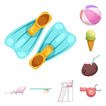 Vector design of pool and swimming icon. Set of pool and activity stock vector Stock Illustration