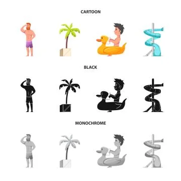 Vector design of pool and swimming icon. Collection of pool and activity stock Stock Illustration