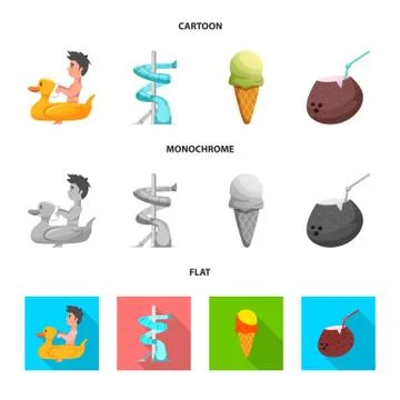 Vector design of pool and swimming symbol. Set of pool and activity stock symbol Stock Illustration
