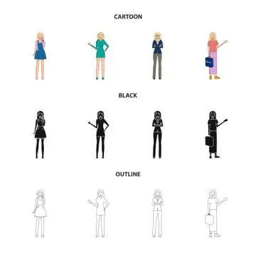Vector design of posture and mood sign. Collection of posture and female stock Stock Illustration
