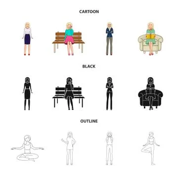 Vector design of posture and mood logo. Collection of posture and female stock Stockillustratie