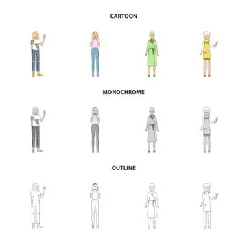 Vector design of posture and mood sign. Collection of posture and female stock Stock Illustration