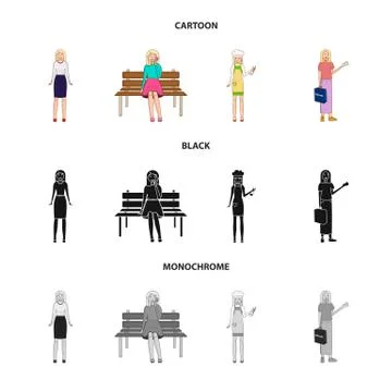 Vector design of posture and mood sign. Collection of posture and female vector Stock Illustration