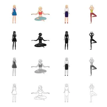 Vector design of posture and mood symbol. Collection of posture and female stock Stock Illustration