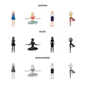 Vector design of posture and mood logo. Collection of posture and female stock イラスト素材