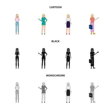 Vector design of posture and mood icon. Collection of posture and female stock Stock Illustration