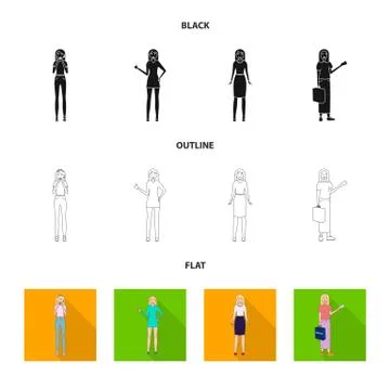 Vector design of posture and mood symbol. Collection of posture and female イラスト素材