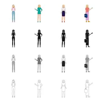 Vector design of posture and mood logo. Collection of posture and female vector Stockillustratie