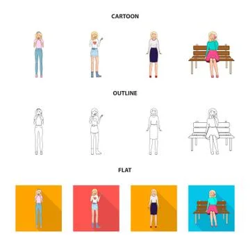 Vector design of posture and mood symbol. Collection of posture and female イラスト素材