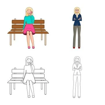 Vector design of posture and mood sign. Collection of posture and female stock Stock Illustration