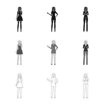 Vector design of posture and mood logo. Set of posture and female stock vector Stock-Illustration