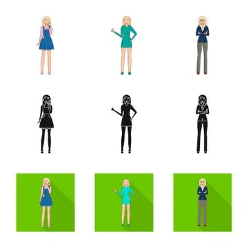 Vector design of posture and mood icon. Collection of posture and female stock Stock Illustration
