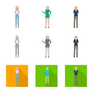 Vector design of posture and mood icon. Collection of posture and female vector Stockillustratie