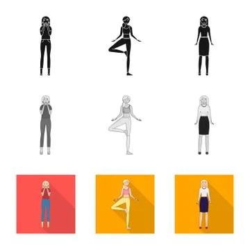 Vector design of posture and mood logo. Collection of posture and female stock Stock-Illustration