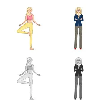 Vector design of posture and mood sign. Set of posture and female stock vector Stock-Illustration