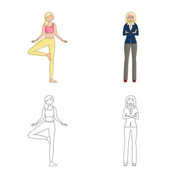 Vector design of posture and mood sign. Collection of posture and female stock Stock Illustration