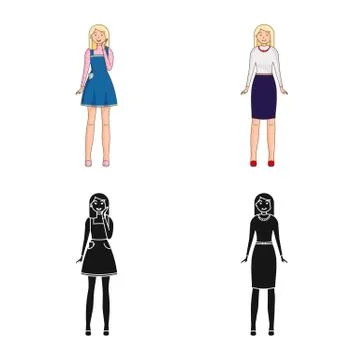 Vector design of posture and mood sign. Set of posture and female stock vector Stock Illustration