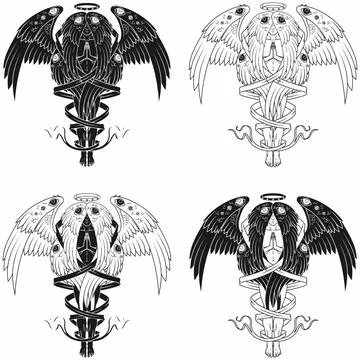 Vector design of praying angel 库存插图