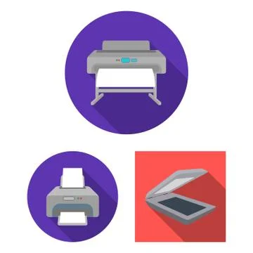 Vector design of printer and plotter logo. Collection of printer and machine イラスト素材