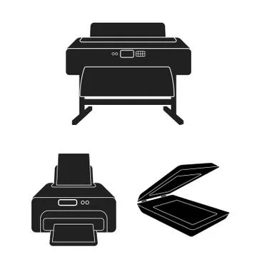 Vector design of printer and plotter icon. Set of printer and machine vector Ilustración de archivo