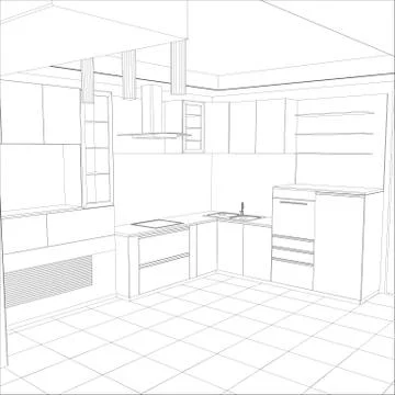 Vector design process in wire-frame Illustration created of 3d Illustrazione stock