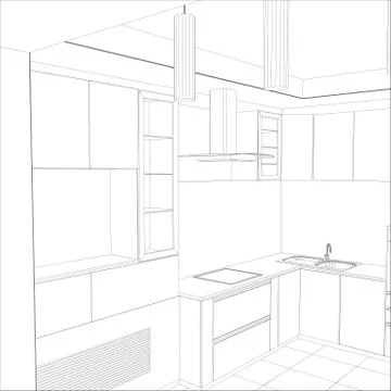 Vector design process in wire-frame Illustration created of 3d Illustrazione stock