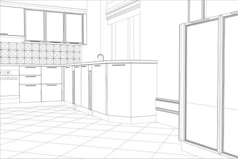 Vector design process in wire-frame Illustration created of 3d Illustrazione stock