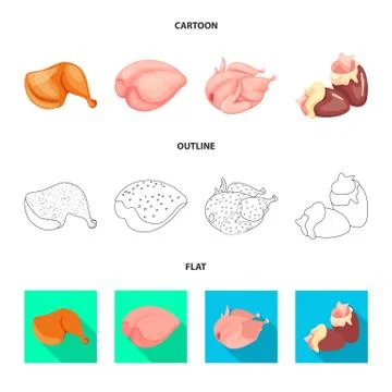 Vector design of product and poultry icon. Set of product and agriculture stock Stock Illustration