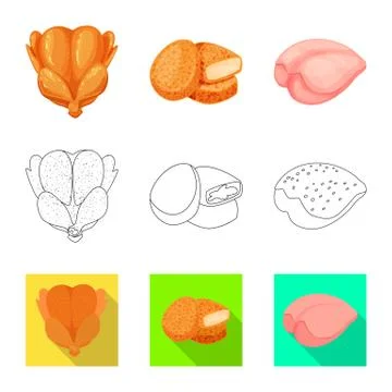 Vector design of product and poultry icon. Collection of product and agriculture Stock Illustration